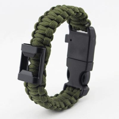 China Outdoor Survival Bottle Opener Firestarter Buckle Survival Kits Paracord Bracelet With Bottle Opener for sale