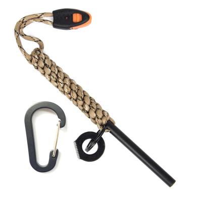 China Survival/Camping/Hiking Outdoor Survival Magnesium Flintstones Ferrocerium Rod Flint Fire Starter Paracord Key Chain for sale