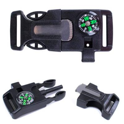 China Bracelet accessories tool Debossed compass whistle firestarter paracord buckle with logo knife paracord buckle for sale