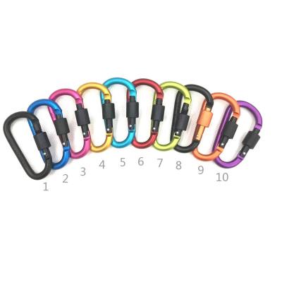 China Multifunctional carabiner quick hanging 8CM high quality locking aluminum alloy backpack buckle D-type carabiner for sale