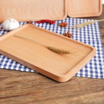 China Hot Selling Rectangle Home Restaurant Hotel Rectangle Shape Wooden Snack Dish Square Fruit Dish Bread Dish Wooden Serving Tray for sale