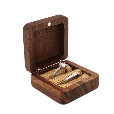 China Wooden Jewelry Ring Box Handmade Ring Box Custom Logo Wooden Wedding Ring Box for sale