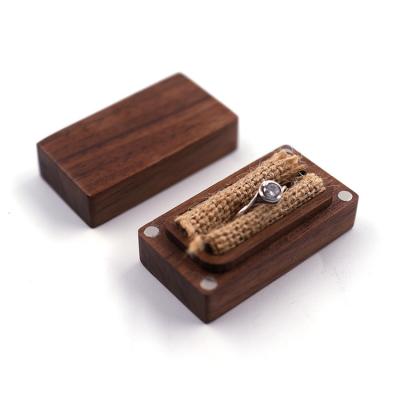 China Ring Box Magnetic Antique Jewelry Wooden Logo Laser Gift Box Engraved Small Ring Wooden Bamboo Box Small Wooden Box for sale