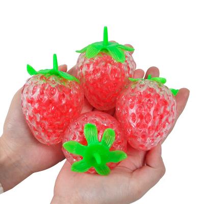 China For Kids and Adult Wholesale Squishy Squeeze Stress Stretchy Beads Fruit Ball Bouncy Person Toys Strawberry Party Bouncy Person Toy for sale