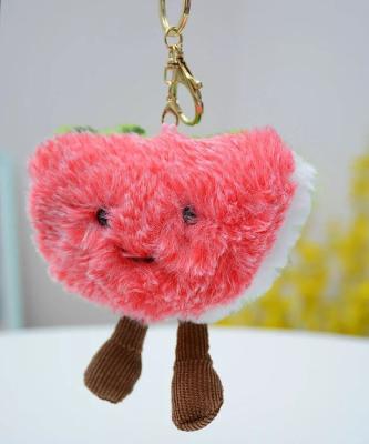 China For kids and adult cute stuffed watermelon plush keychains fruit toy plush key chain OEM for sale