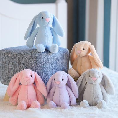 China Birthday Low Price 30cm Flower Easter Rabbit Bunny Plush Long Ear Color Stuffed Bunny Animal Plush Bunny Soft Toy for sale