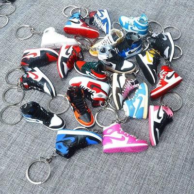 China China PVC Printed Keychain With Box And Bag AJ 1 Basketball Shoe Mini Jorda 3d Sneaker Key Chain for sale