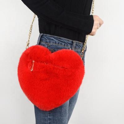 China China Factory Fashion Valentine Day Fur Pom Heart Shaped Bag Love Shape Shoulder Bag Lovely Gift For Woman---Bag Shaped Like A Heart for sale