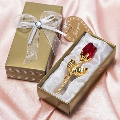 China 1PCS Rose with Crystal Rose Box Packaging Newcomer valentines day Wedding Favors Elegant Crystal Wedding Souvenirs for Guests Catering Gifts for sale