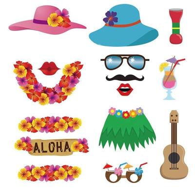 China 60pcs/bag WOTI PD-0018 Factory Wholesale 60pcs Luau Photo Booth Props for Hawaiian/Tropical/Tiki/Summer Pool Party Decorations Supplies for sale