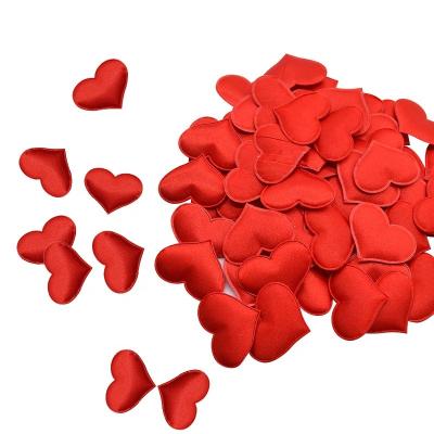 China New 100Pcs 35mm 100pcs/bag Romantic Sponge Satin Fabric Heart Petals Wedding Confetti Table Bed Heart Petals Wedding Valentine Decoration for sale