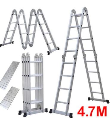 China Multifunctional Folding Ladders Aluminum Folding Ladder Extension 7 In 1 Step Heavy Duty Combination Aluminum Ladder 4.7m for sale