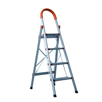 China Folding Ladders Platform 2 Steps 3 Steps Aluminum Anti-Slip Step Ladder With Safe Railing for sale