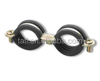 China Stainless Steel Double Pipe Clamp With Rubber for sale