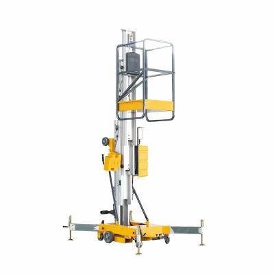 China Widely Factory Supply 10m 300 Kg Ladder Lift Platform Direct Double Masts Aluminum Alloy Elevating Lift Aerial Working Platform for sale