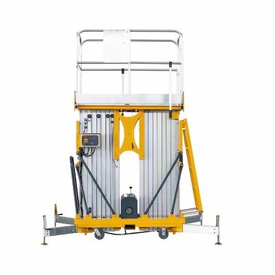 China Widely Aluminum Alloy Outdoor Movable 4m-12m Double Mast Lift Electric Platform Lifts Lift Hydraulic Ladder Lift for sale