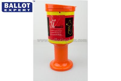 China Polypropylene Material Charity Fundraising Boxes , Round Handbag Plastic Donation Box for sale