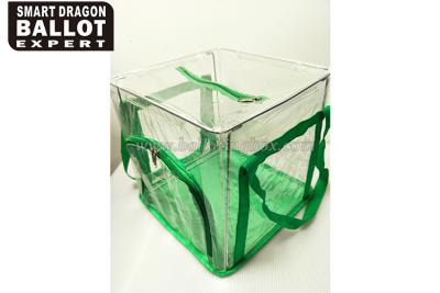 China Custom Made Plastic Transparent Collapsible Ballot Box There Is A Zipper Use Of PVC Material for sale