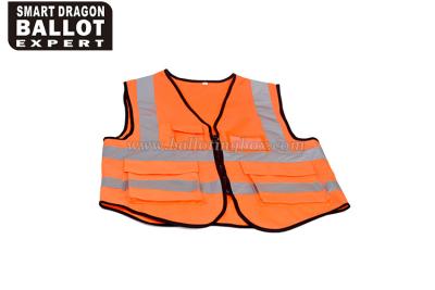 China Orange Reflective Safety Vest Coat For Sanitation Knitted Fabric Material for sale