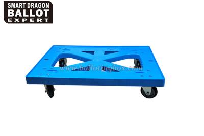 China Durable Plastic Flat Bed Industrial Moving Dollies For Moving Heavy Items Size 76*55*17 for sale