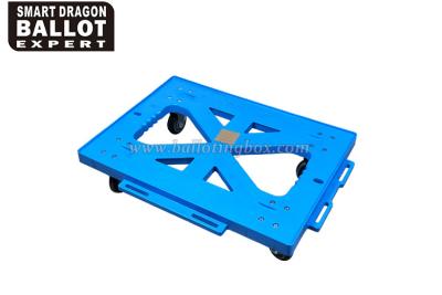 China Customization Color Flat Moving Dolly With Wheels / Blue Plastic Trolley for sale