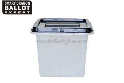 China Foldable Rectangular Plastic Donation Boxes With Lock Seals Black Lid for sale