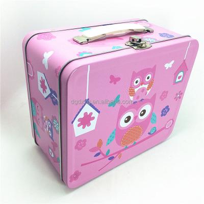 China Recycled Materials Square Metal Luggage Tin Boxes For Gift Square Shape Chocolate Tin for sale