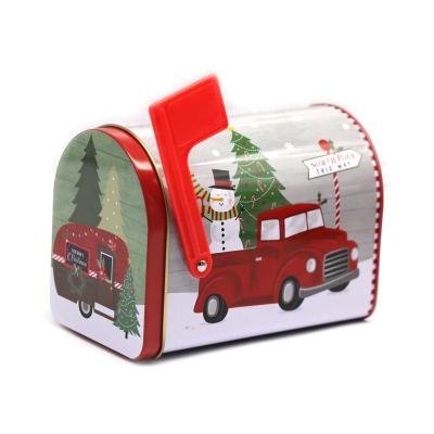 China Custom Printing Gift Packing Box Christmas Gift Candy Box Or Candy Mailbox Form Tin Can for sale