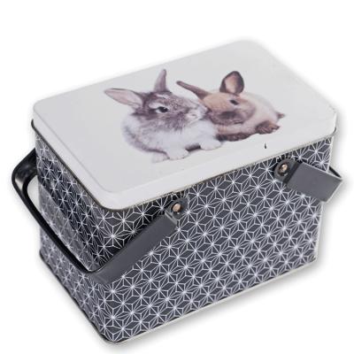 China Lovely Recyclable Rabbit Cake Lunch Tin Box Packaging for sale