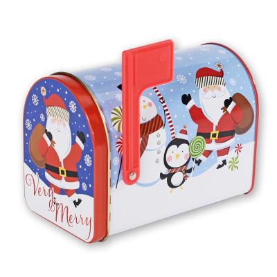 China Christmas Gift Cookies Candy Cookie Box Packaging Gifts TinBox Tin Can Packaging Dongguan Factory Christmas Mailbox Shaped for sale