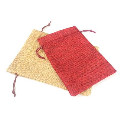 China Recyclable Eco-Friendly Multi Color Jewelry Storage Small Burlap Pouch Jute Bags Natural Drawstring for sale