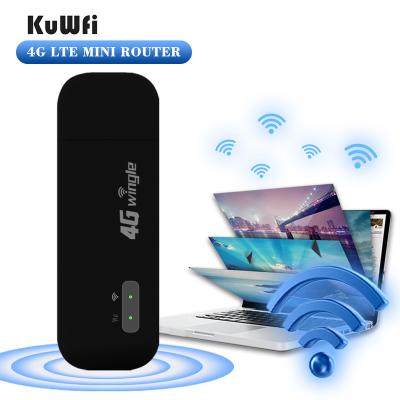 China high speed usb wifi router portable outdoor 4g modem KuWFi 150mbps cat4 sim card dongle outdoor wireless router with led for sale