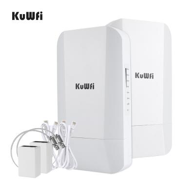 China 4g OEM KuWFi 300mbps ip65 high speed wifi cpe 24v poe 12v 1a dc power white point to point waterproof white wireless bridge for sale