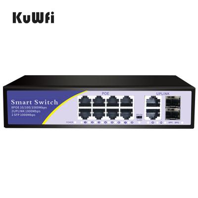 China Customizable LACP Factory KuWFi POE Switch 4 8 16 24 POE Network Gigabit Switch 8 Port Poe Switches 10/100/1000Mbps for sale