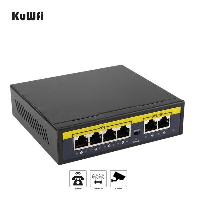 China Access Point/IP Camera 2023 Hot Selling KuWFi Wireless Original Reverse Outdoor Industrial 52v Mini Reverse 52v Mini 4 Ports Port Switch Poe for IP Cameras for sale