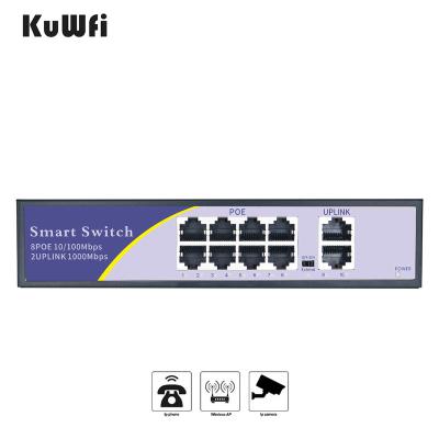 China POE OEM KuWFi gigabit managed 8 port card edge 52v 120w tp link 1000mbps poe switch for computer networks for sale