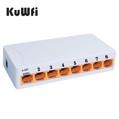 China POE power KuWFi 8port auto-negotiation rj45 ports network switches bridging ethernet switches 1000mbps network switch for smart home for sale