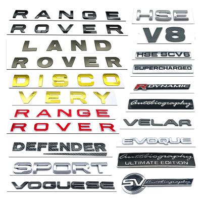 China Easy Fit 3D Letter Stickers And Decals For Land Rover Range Rover Front Hood And Rear Trunk Body Emblem Badge Stickers for sale