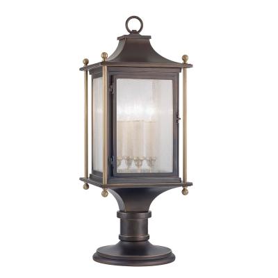 China Manufacturer Residential Wholesale Led Post Classic Outdoor 4X60W Lighting Waterproof Clear Seeded Glass Aluminum / Copper Body for sale