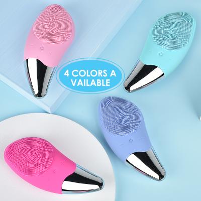 China Wholesale Mini Electric Facial Brush Acne Treatment USB Charging Facial Cleansing Sweep Waterproof Silicone Face Scrubbers For All Skin Types for sale