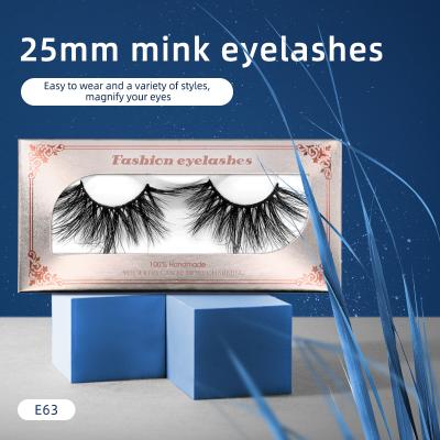 China Long Custom Made Natural False Mink Eyelashes 3D Mink Eyelashes Handmade False Eyelashes from Private Label 25mm for sale