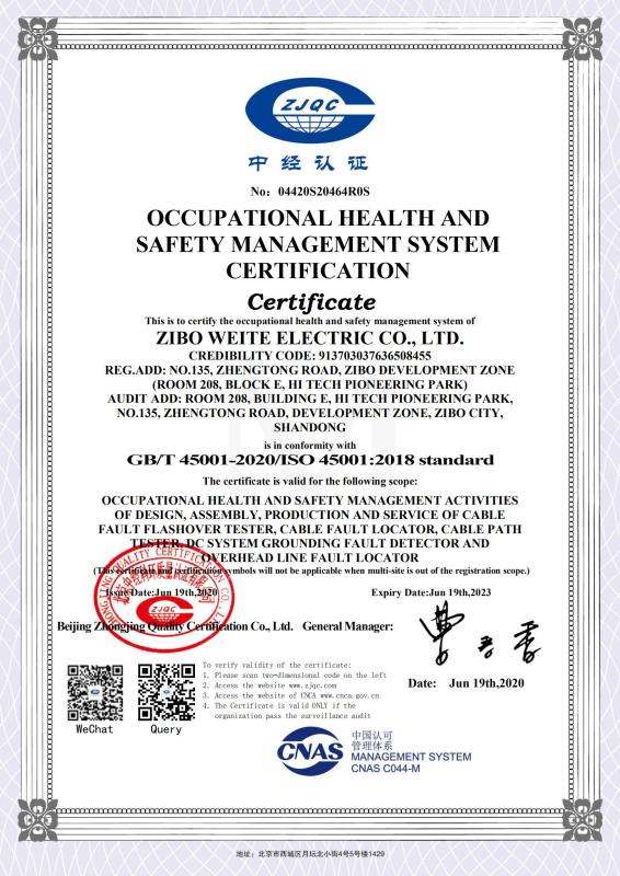 ISO45001 - Zibo Wit Electric Co., Ltd.