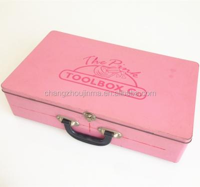 China Packaging for clothes or other factory direct sale metal tin clothes box with lock and plastic handle for girls for sale