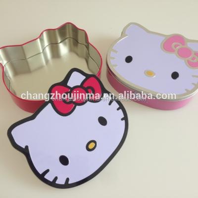 China Packaging For Gift / Candy Or Other Things Factory Direct Sale Durable Kitty Shape Tin Box With CMYK for sale