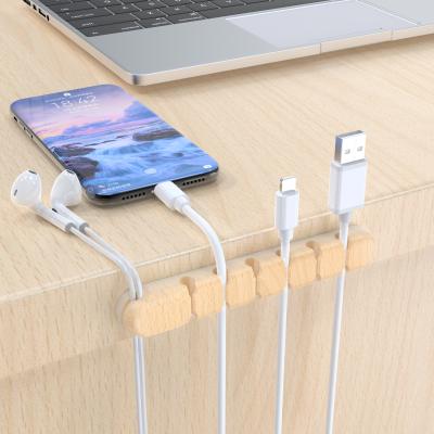 China Office Wire Organizer Wire Staples Silicone USB Cable Cord Clip 8 5 Holder Wooden USB Cable Desktop Cable Management Organizer for sale