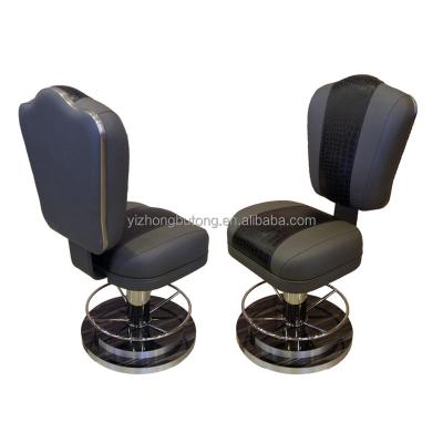 China Modern Loose Metal Leg Black Leather Outdoor Poker Chairs On Sale, High Back Adjustable Swivel 360 Degree Casino Poker Chairs for sale