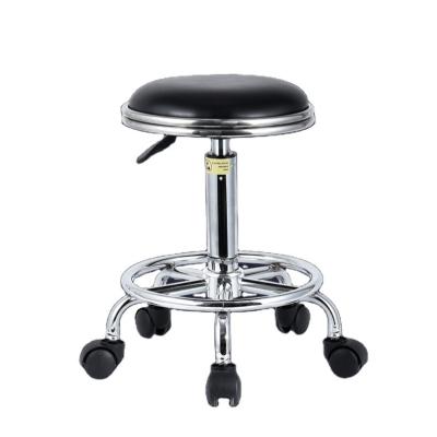 China Modern Leather Anti-Static Leather Circle Stool Double Swivel Chair Lift Swivel Chair Outdoor Optional Lab Stool Chair for sale