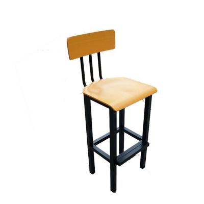 China Modern Metal Bar Stools Set Back 4 Height High Counter Chairs Kitchen Dining Stools Bar Chair With Wood Top Yellow for sale