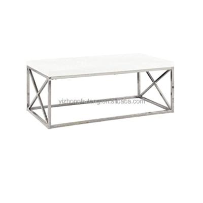 China Large New Design 2022 Luxury Modern Coffee Tables For Sale, White Gloss Metal Coffee Table For Living Room Center Table With Metal Frame for sale