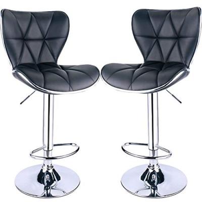 China The Chef Shell Back Bar Stools Set of 2, Adjustable Barstool Bar Stool with Back, Swivel Barstools (Black) for sale